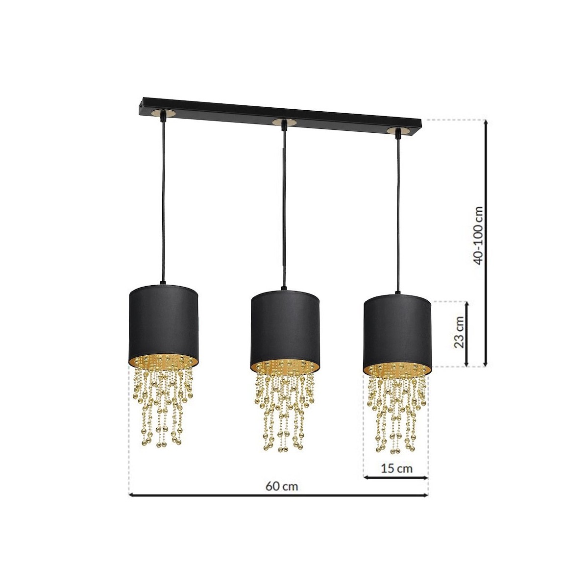 MiLagro Lampa wisząca ALMERIA BLACK/GOLD 3xE27 MLP64400