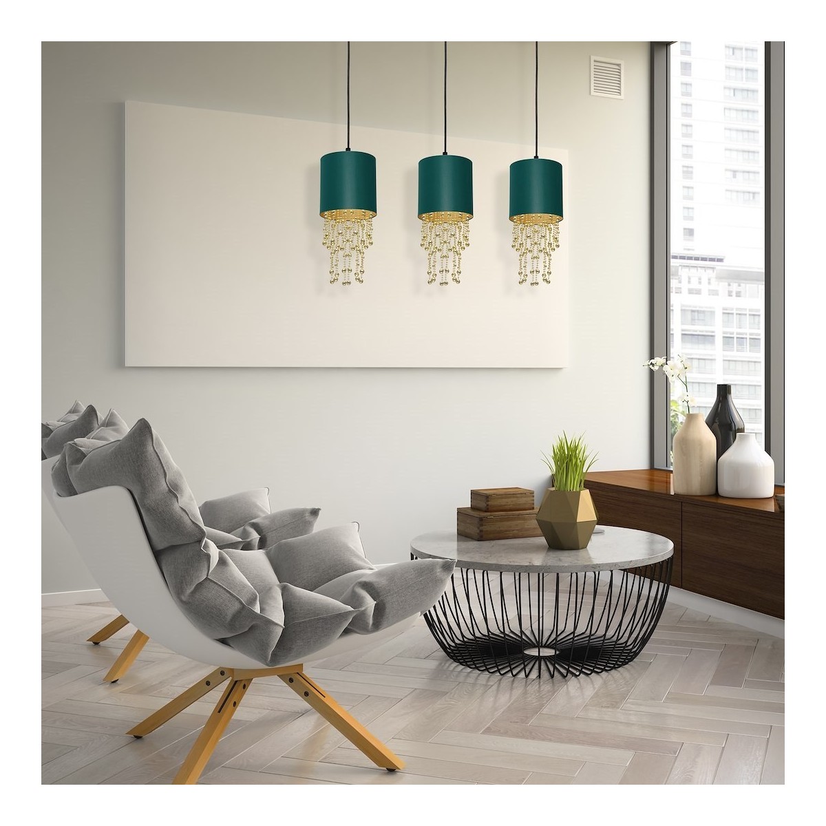MiLagro Lampa wisząca ALMERIA GREEN/GOLD 3xE27 MLP64500