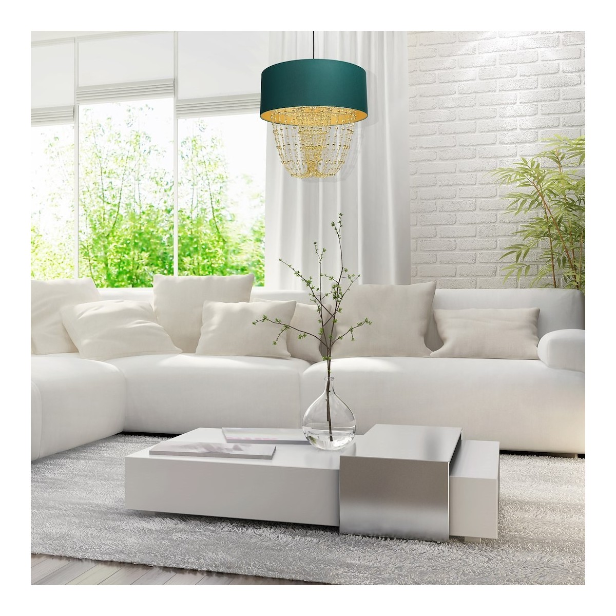 MiLagro Lampa wisząca ALMERIA GREEN/GOLD 1xE27 MLP6452