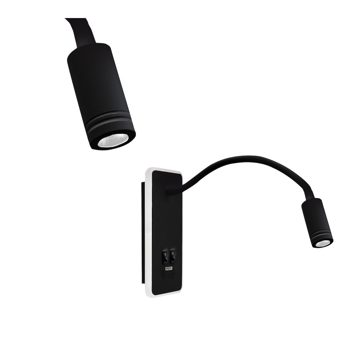 MiLagro Lampka nocna BASE 8W+2W BLACK ML63500