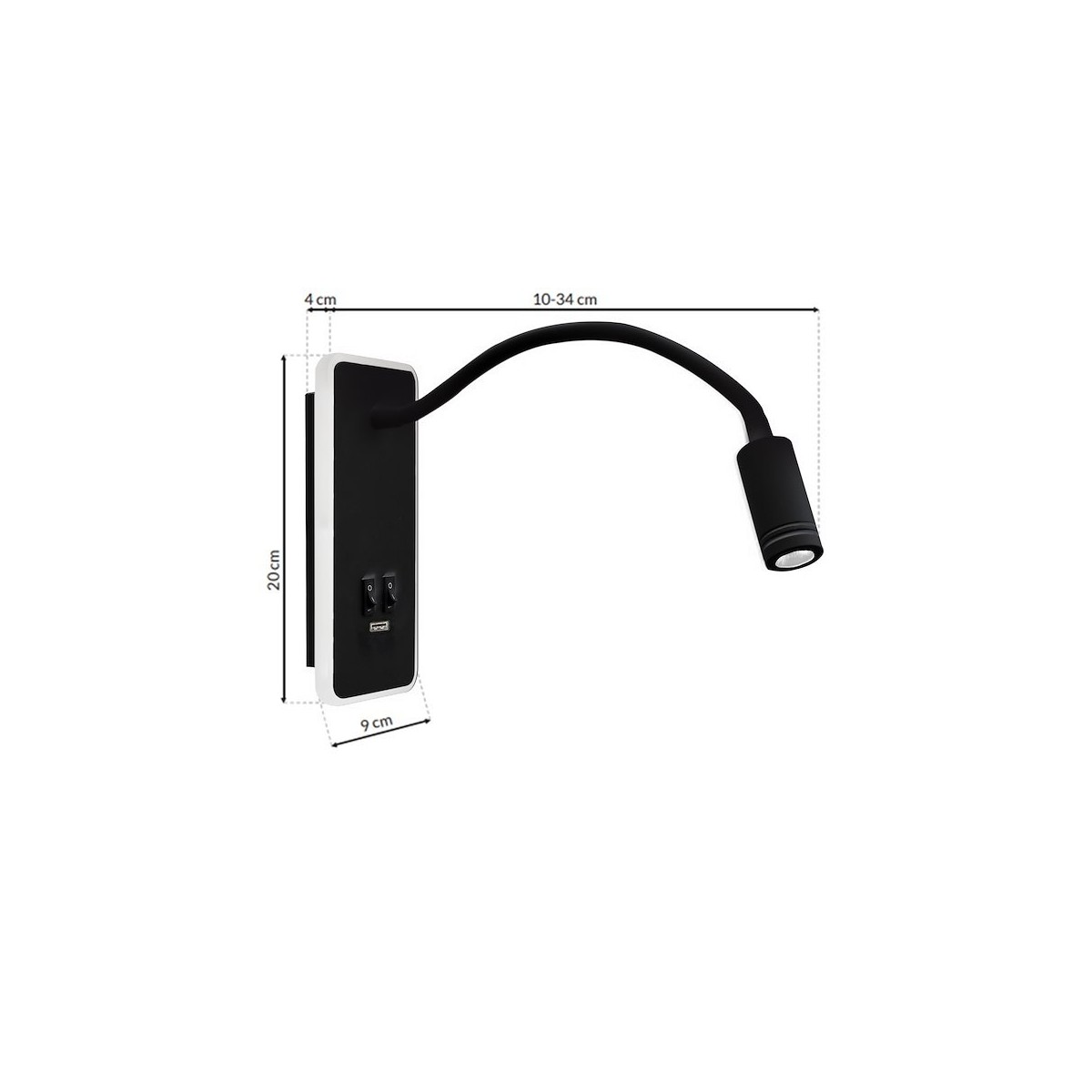 MiLagro Lampka nocna BASE 8W+2W BLACK ML63500