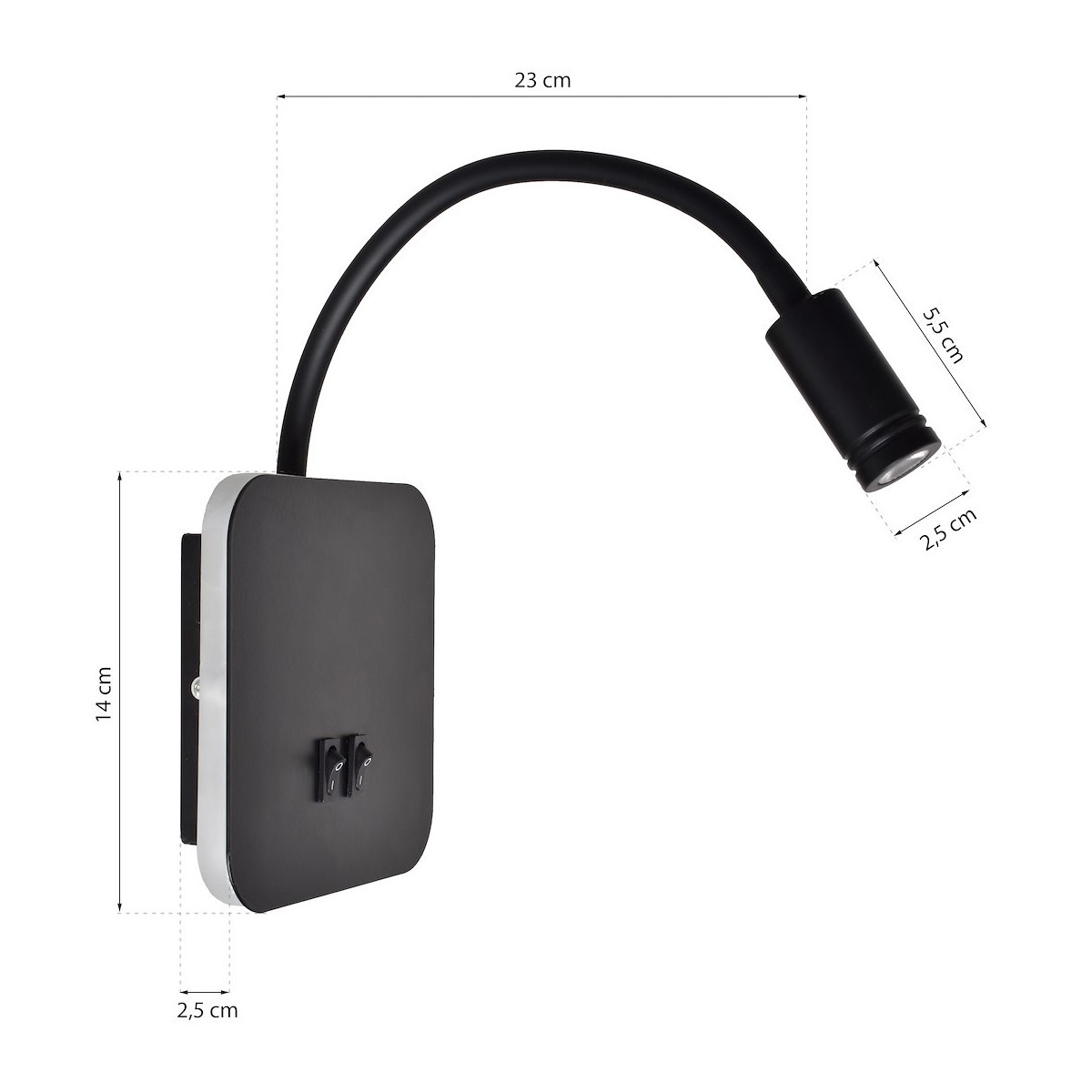 MiLagro Lampka nocna BASE 8W+2W BLACK ML6352