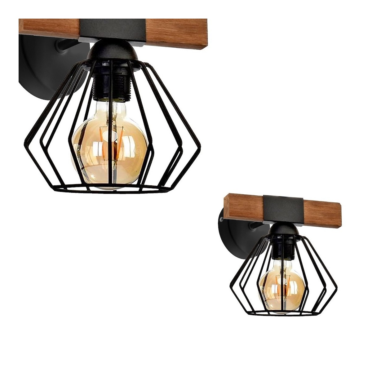 MiLagro Kinkiet ULF BLACK/WOOD 1xE27 60W MLP6250