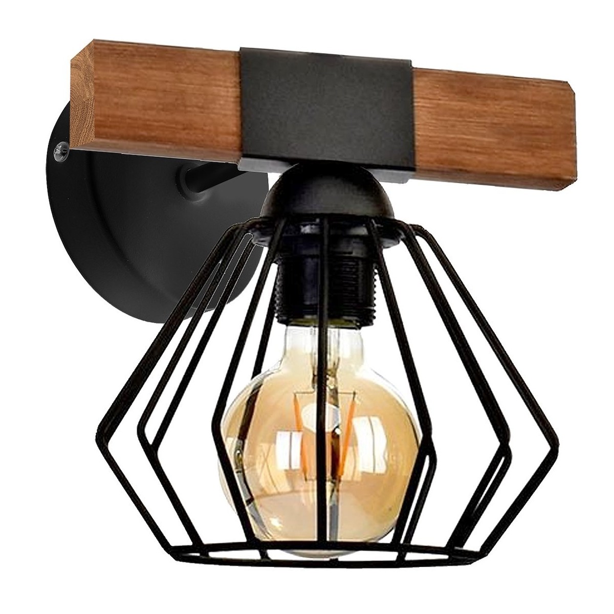 MiLagro Kinkiet ULF BLACK/WOOD 1xE27 60W MLP6250