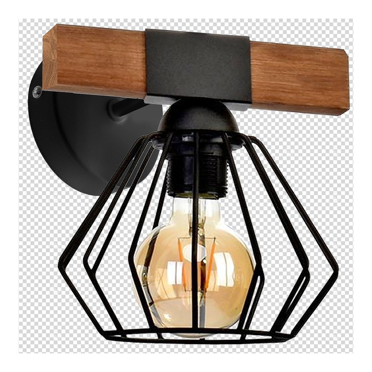 MiLagro Kinkiet ULF BLACK/WOOD 1xE27 60W MLP6250