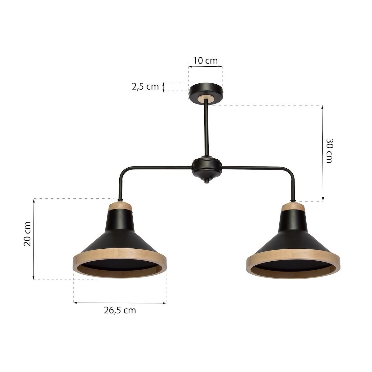 MiLagro Lampa sufitowa SALMA BLACK / WOOD 2xE27 MLP6296