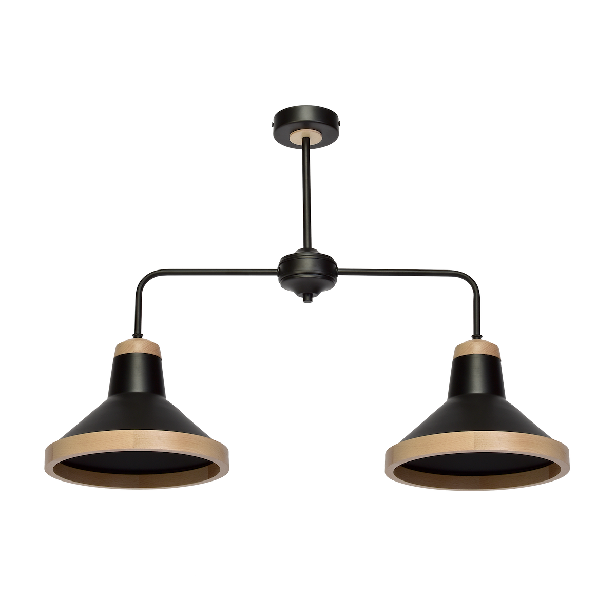 MiLagro Lampa sufitowa SALMA BLACK / WOOD 2xE27 MLP6296