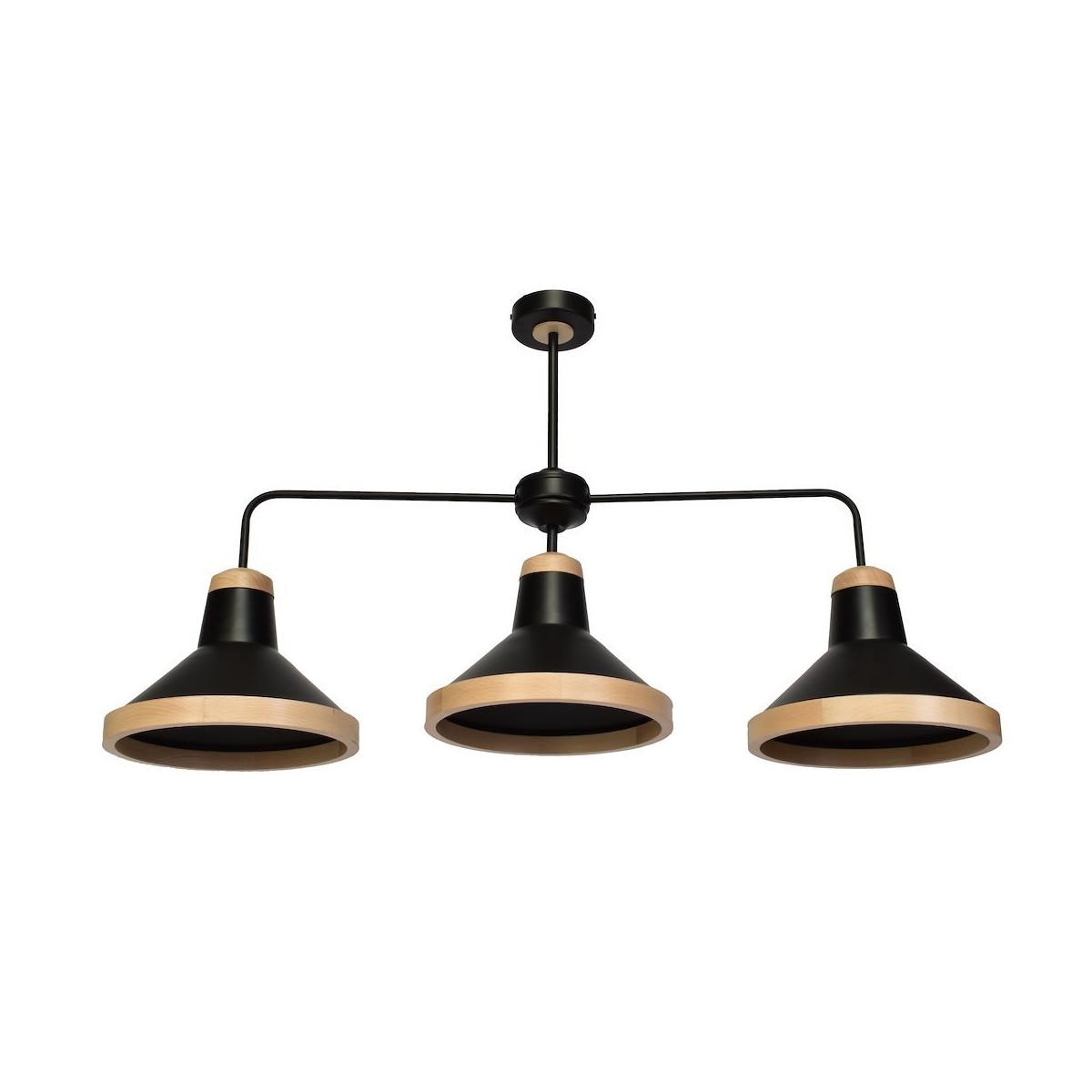 MiLagro Lampa sufitowa SALMA BLACK / WOOD 3xE27 MLP6297