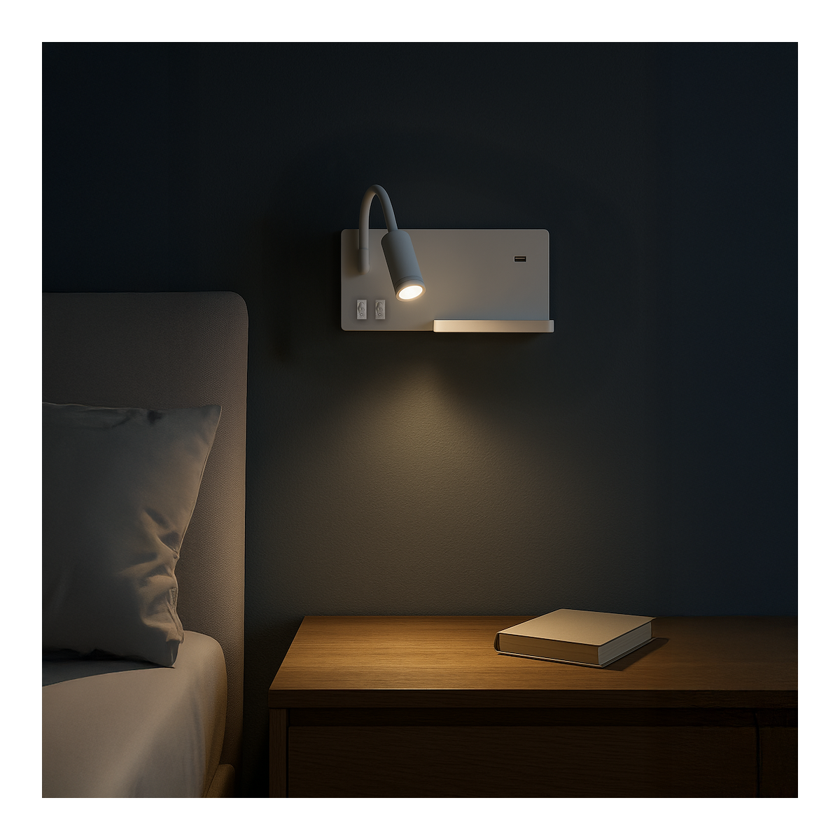 MiLagro Lampa nocna z półką Shelf Led 4W+5W+2W lewa Biały ML6343