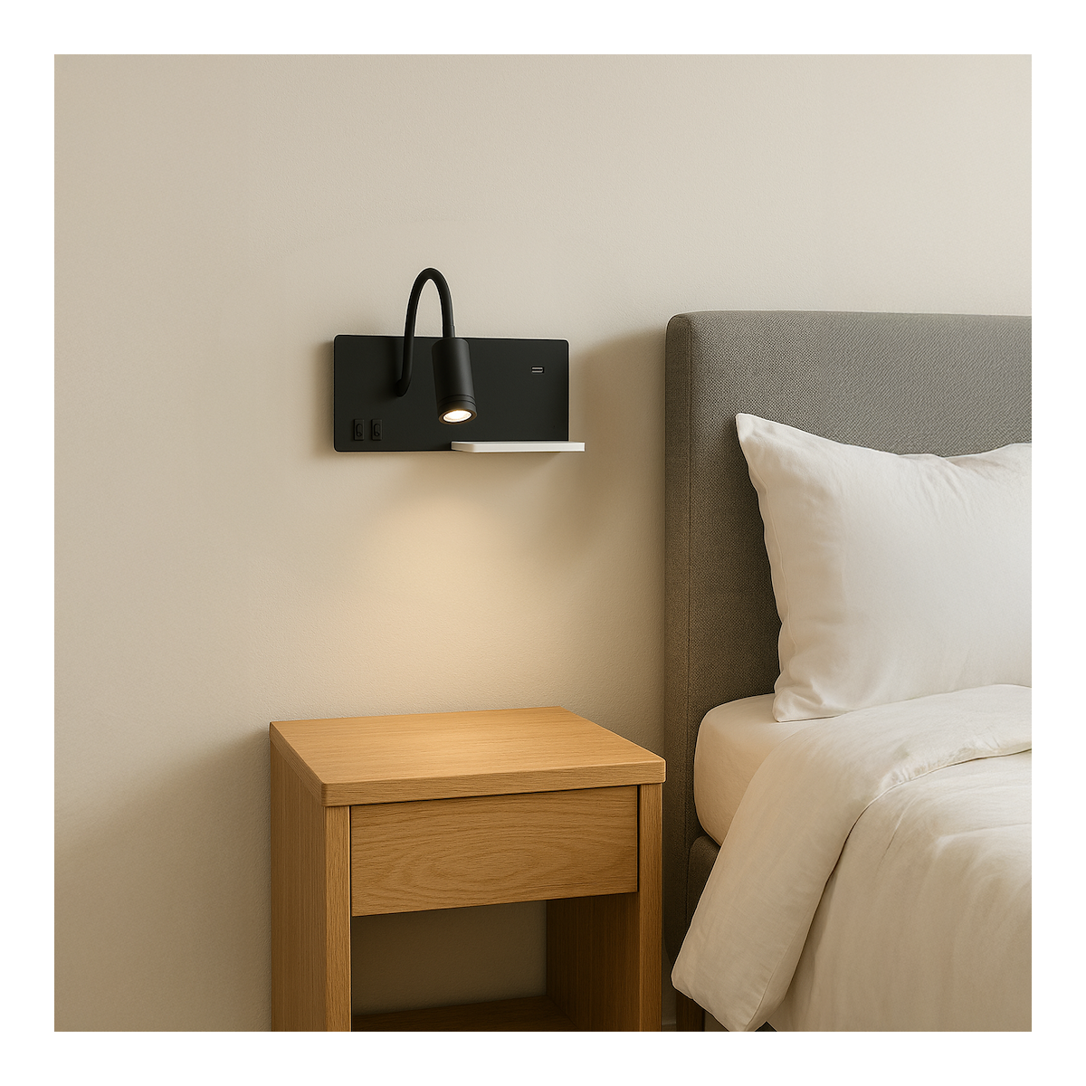 MiLagro Lampa nocna z półką SHELF BLACK LED 4W+5W+2W ML6344