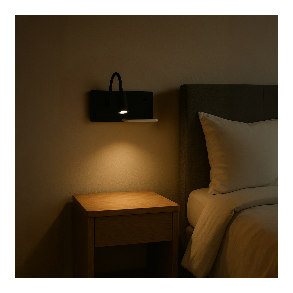 MiLagro Lampa nocna z półką SHELF BLACK LED 4W+5W+2W ML6344