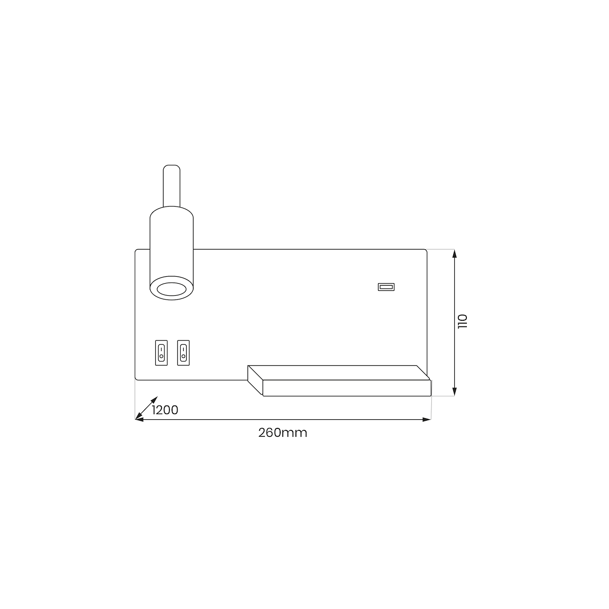 MiLagro Lampa nocna z półką SHELF BLACK LED 4W+5W+2W ML6344