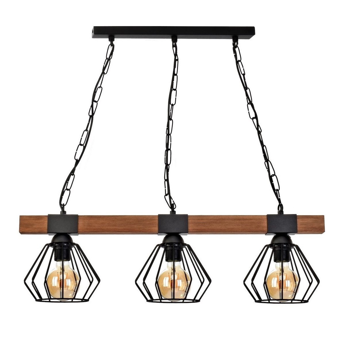 MiLagro Lampa wisząca ULF BLACK/WOOD 3xE27 MLP6193