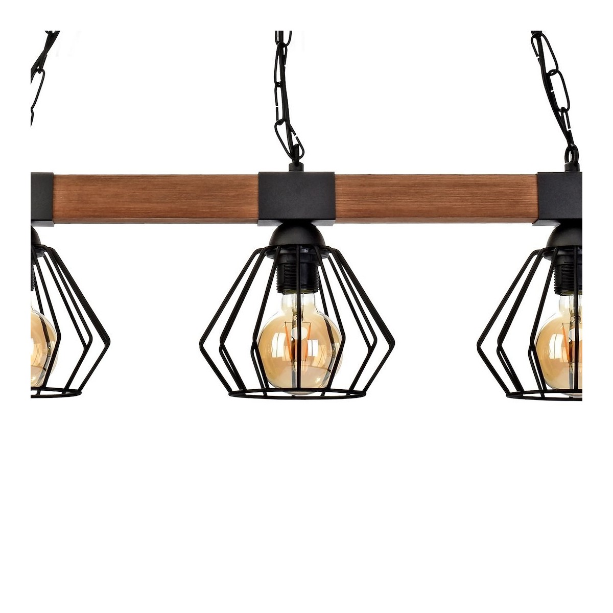 MiLagro Lampa wisząca ULF BLACK/WOOD 3xE27 MLP6193