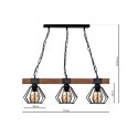 MiLagro Lampa wisząca ULF BLACK/WOOD 3xE27 MLP6193