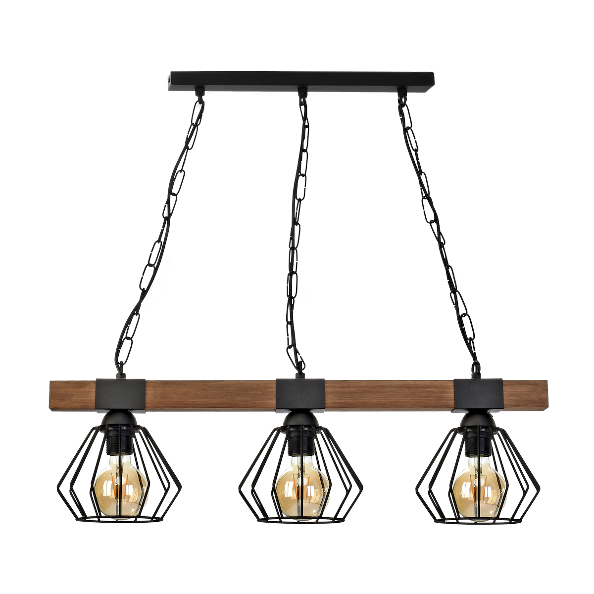 MiLagro Lampa wisząca ULF BLACK/WOOD 3xE27 MLP6193