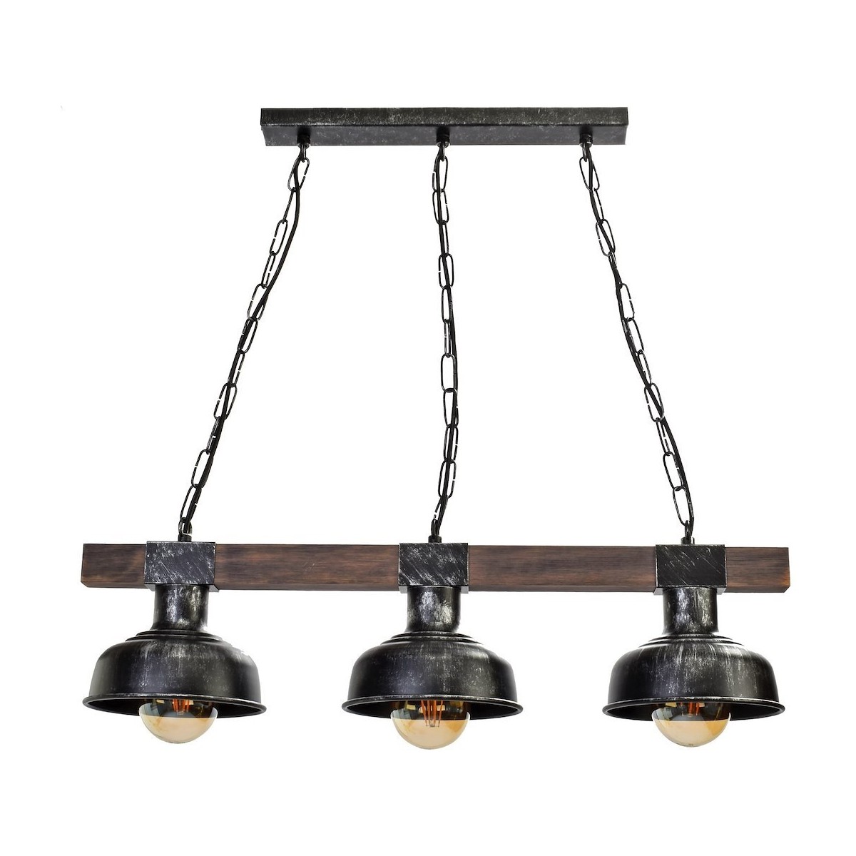 MiLagro Lampa wisząca FARO BLACK/WOOD 3xE27 MLP6243