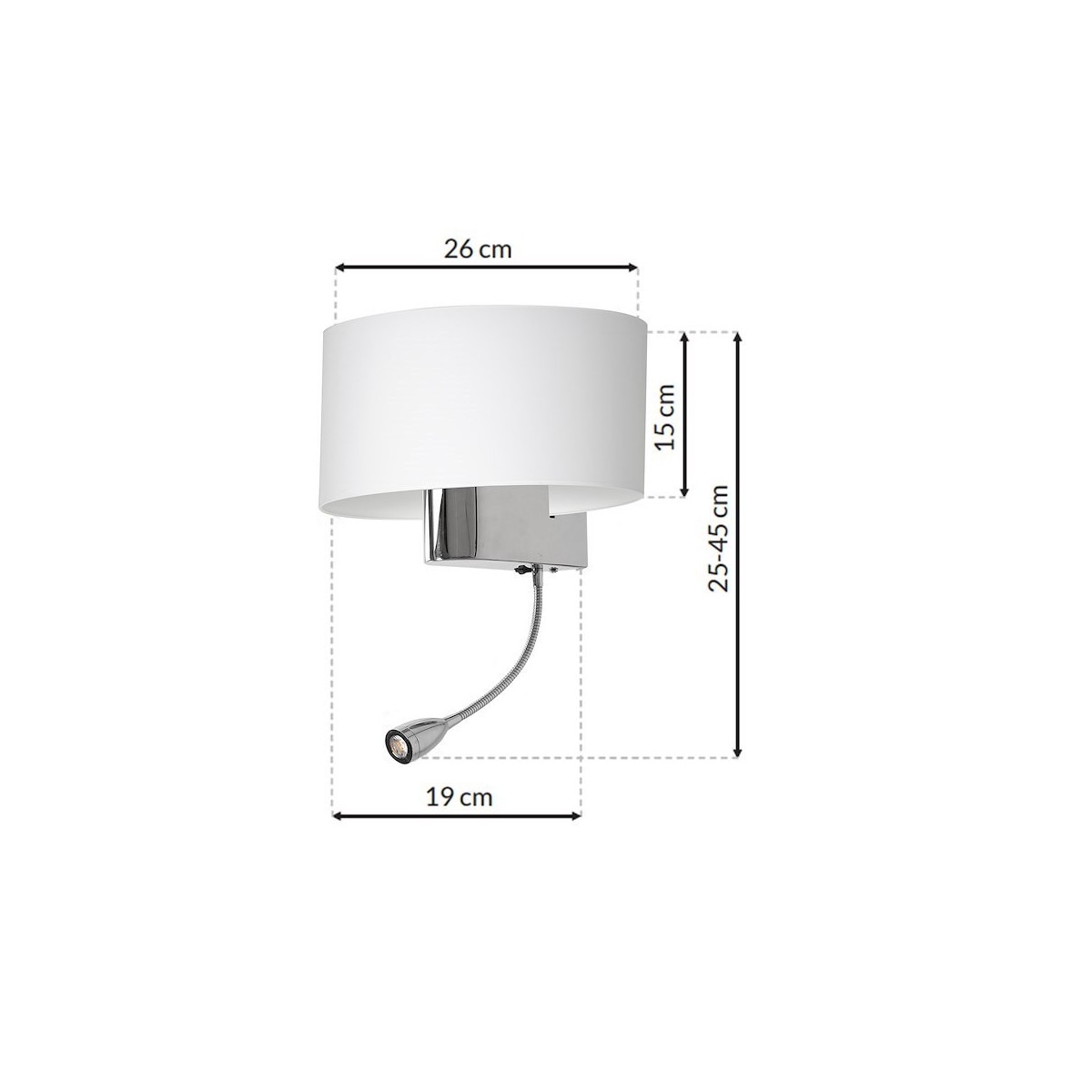 MiLagro Kinkiet Casino 1xE27 + 1W LED Biały/Chrom ML6372