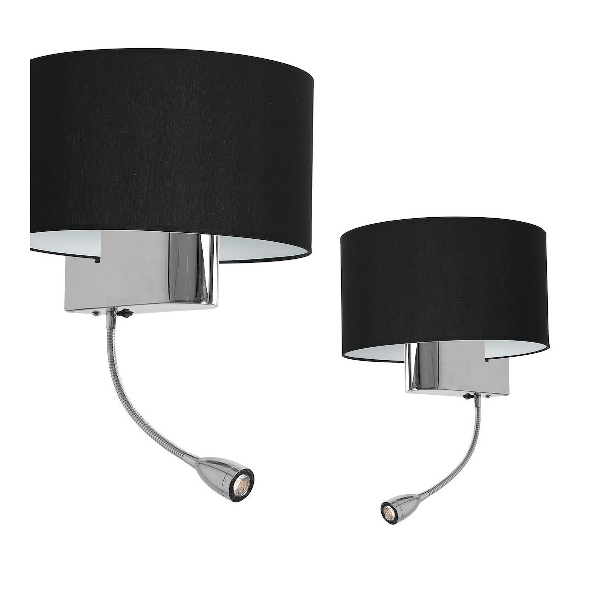 MiLagro Kinkiet CASINO BLACK/CHROME 1xE27 + 1W LED ML6378