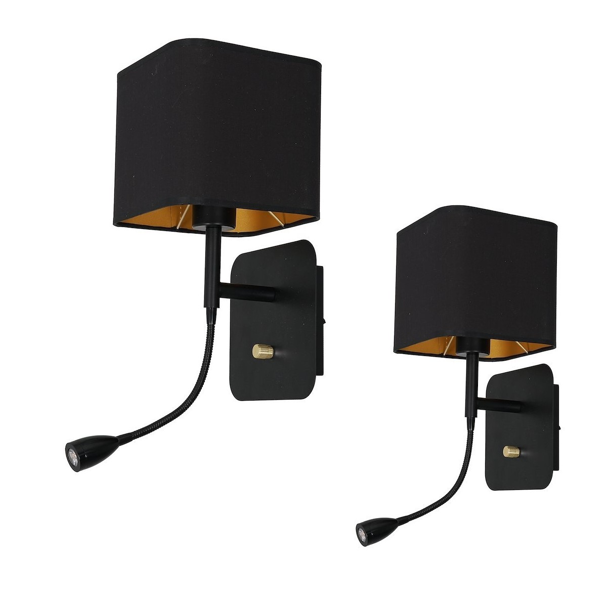 MiLagro Kinkiet NAPOLI BLACK/GOLD 1xE27 + 1W LED ML6366