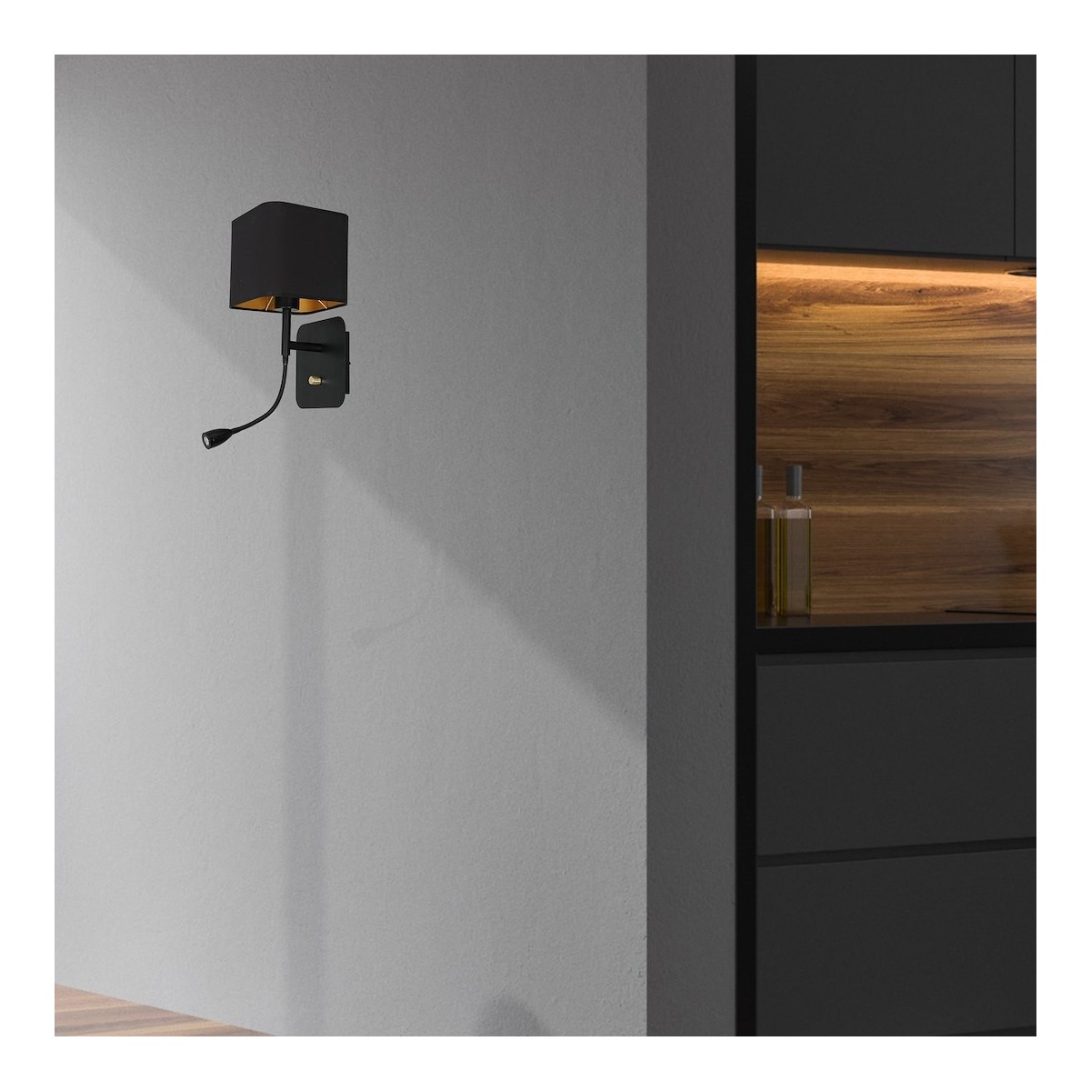 MiLagro Kinkiet NAPOLI BLACK/GOLD 1xE27 + 1W LED ML6366