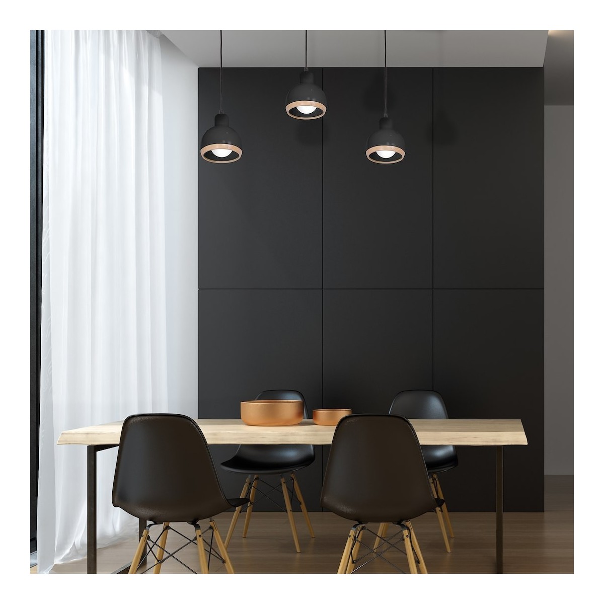 MiLagro Lampa wisząca OVAL BLACK 3xE27 MLP7046