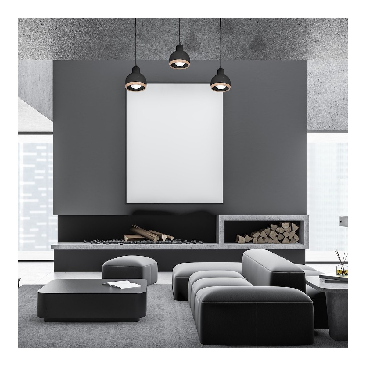 MiLagro Lampa wisząca OVAL BLACK 3xE27 MLP7046