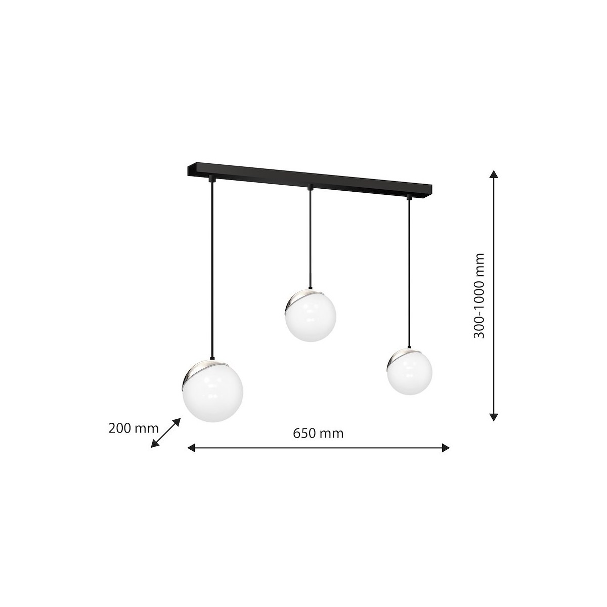 MiLagro Lampa wisząca SFERA BLACK/CHROME 3xE14 MLP7238