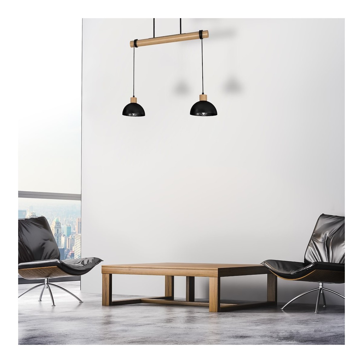 MiLagro ERIK Black/Wood 2xE27 niepowtarzalne oświetlenie wnętrza
