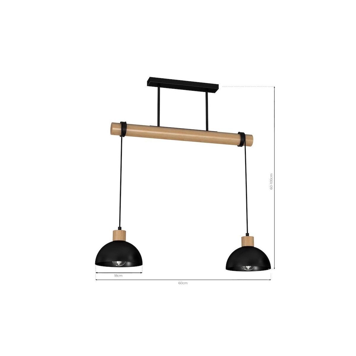 MiLagro ERIK Black/Wood 2xE27 niepowtarzalne oświetlenie wnętrza