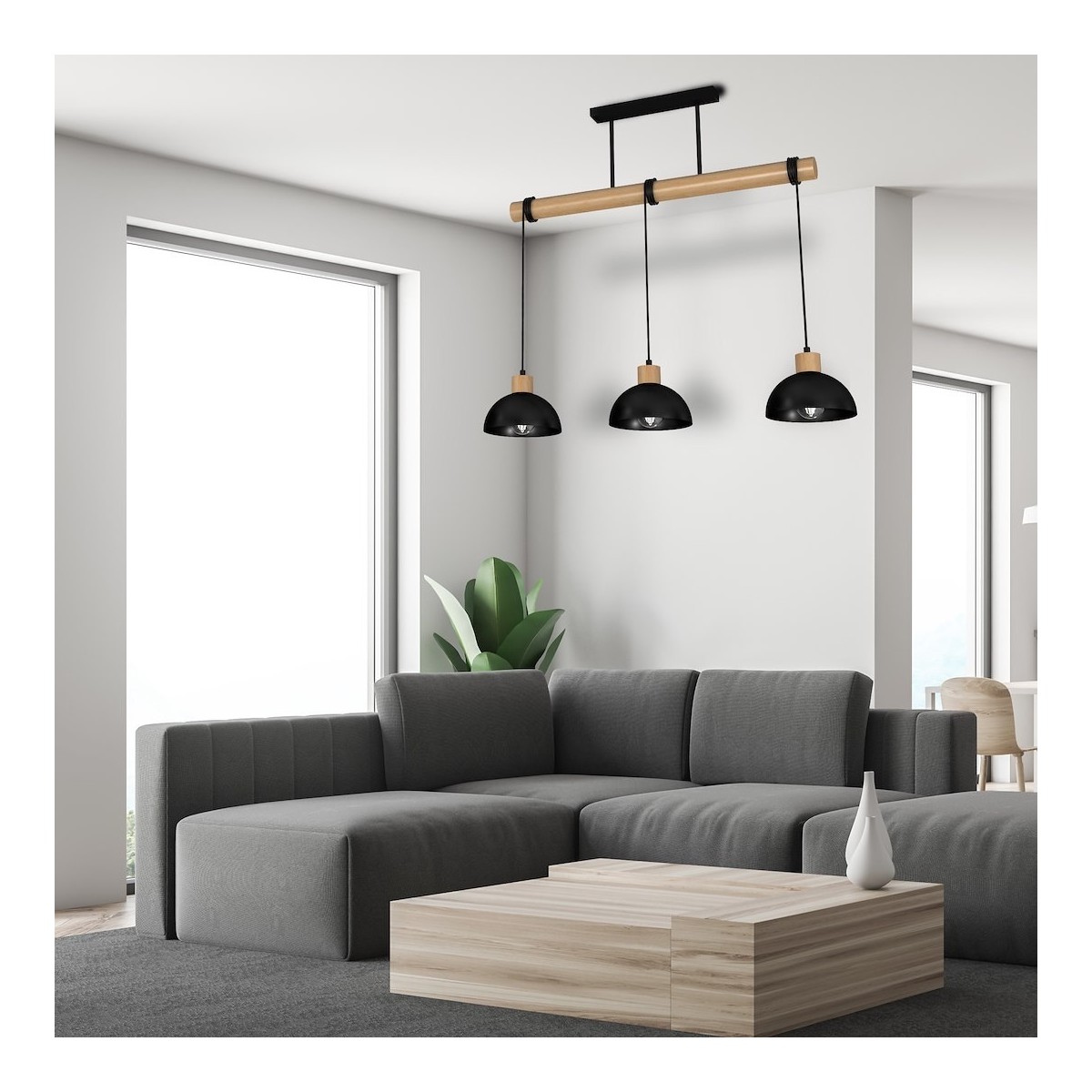 MiLagro ERIK Black/Wood 3xE27 światło podkreślające charakter wnętrza