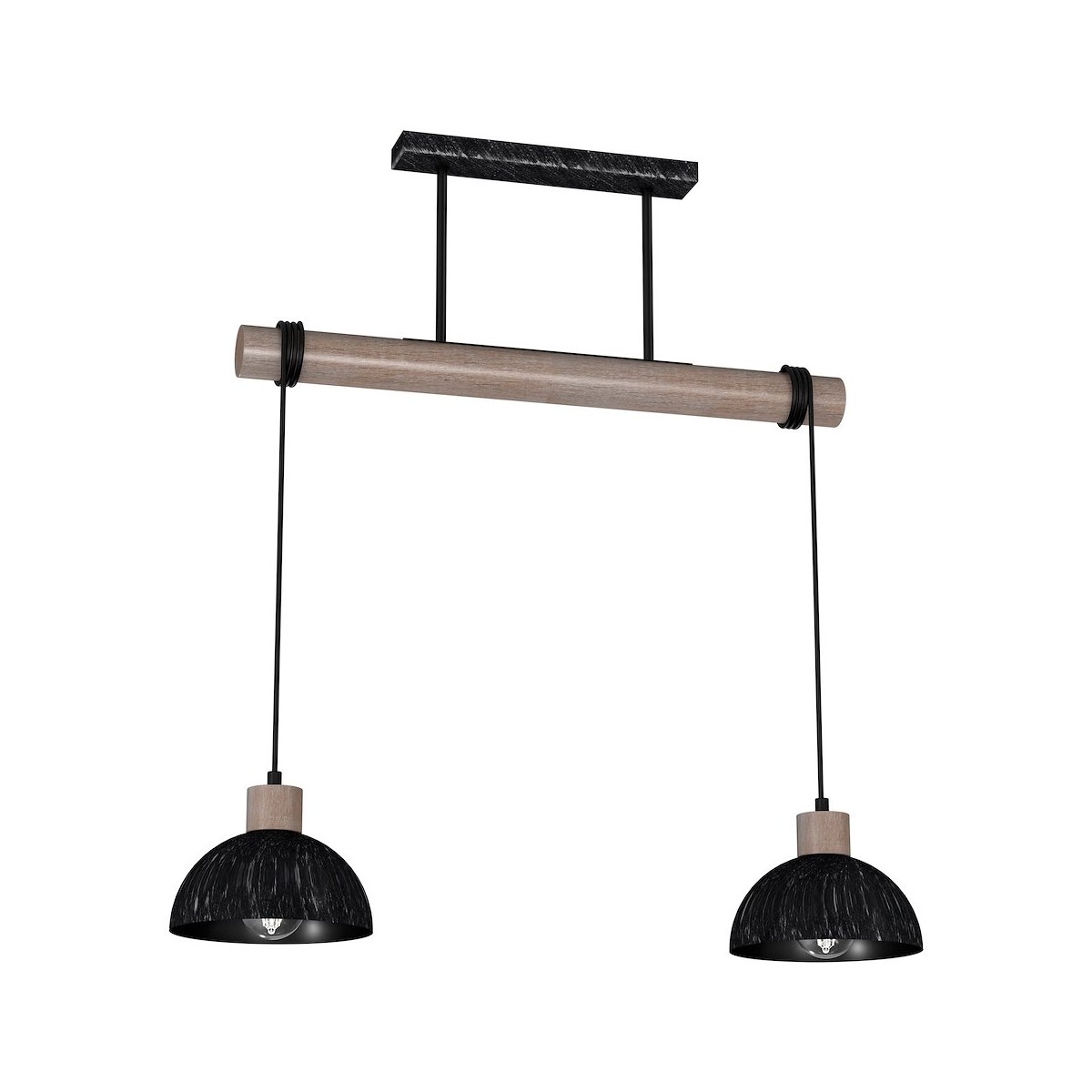 MiLagro Lampa wisząca ERIK Sawn black/Patinated wood 2XE27 MLP7639