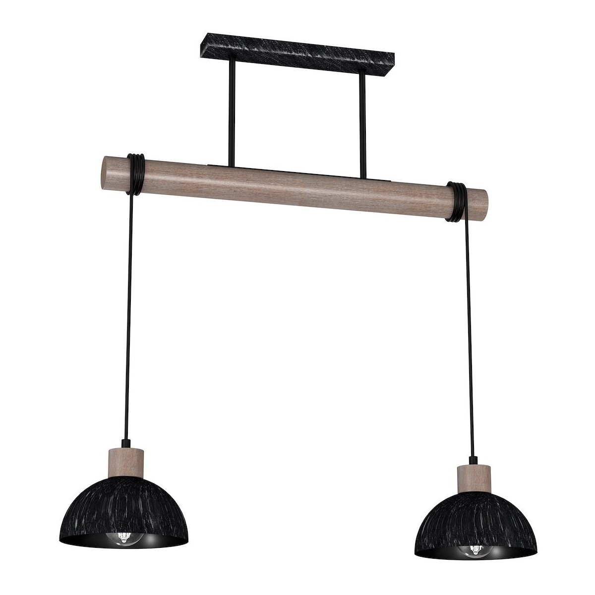 MiLagro Lampa wisząca ERIK Sawn black/Patinated wood 2XE27 MLP7639