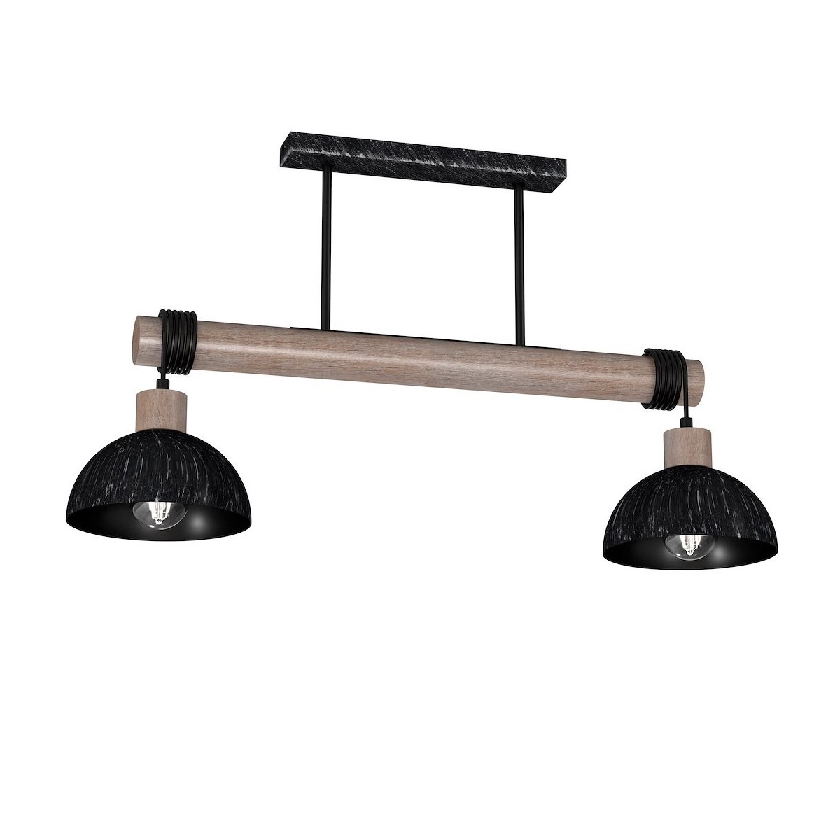 MiLagro Lampa wisząca ERIK Sawn black/Patinated wood 2XE27 MLP7639