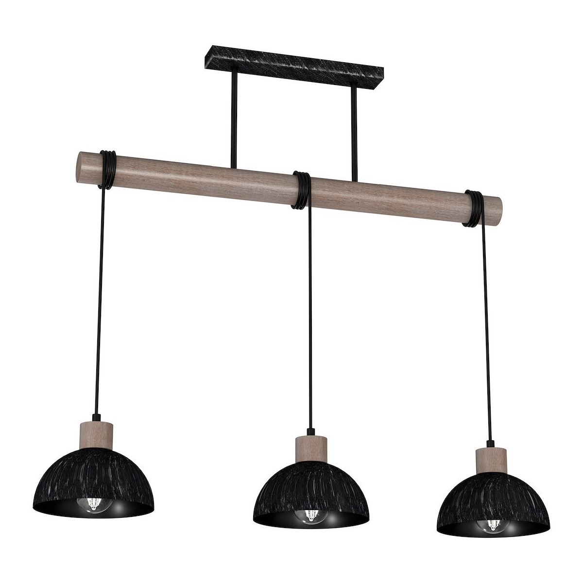 MiLagro Lampa wisząca ERIK Sawn black/Patinated wood 3XE27 MLP7640