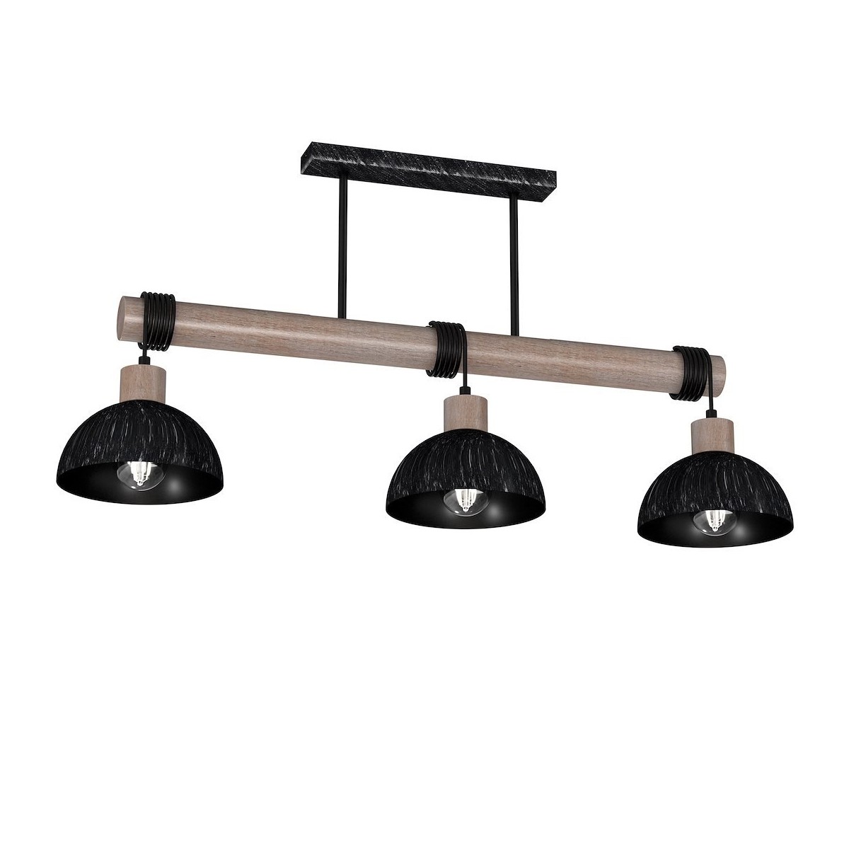 MiLagro Lampa wisząca ERIK Sawn black/Patinated wood 3XE27 MLP7640