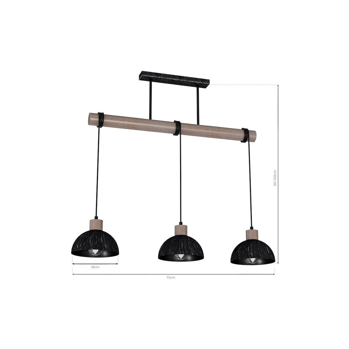 MiLagro Lampa wisząca ERIK Sawn black/Patinated wood 3XE27 MLP7640