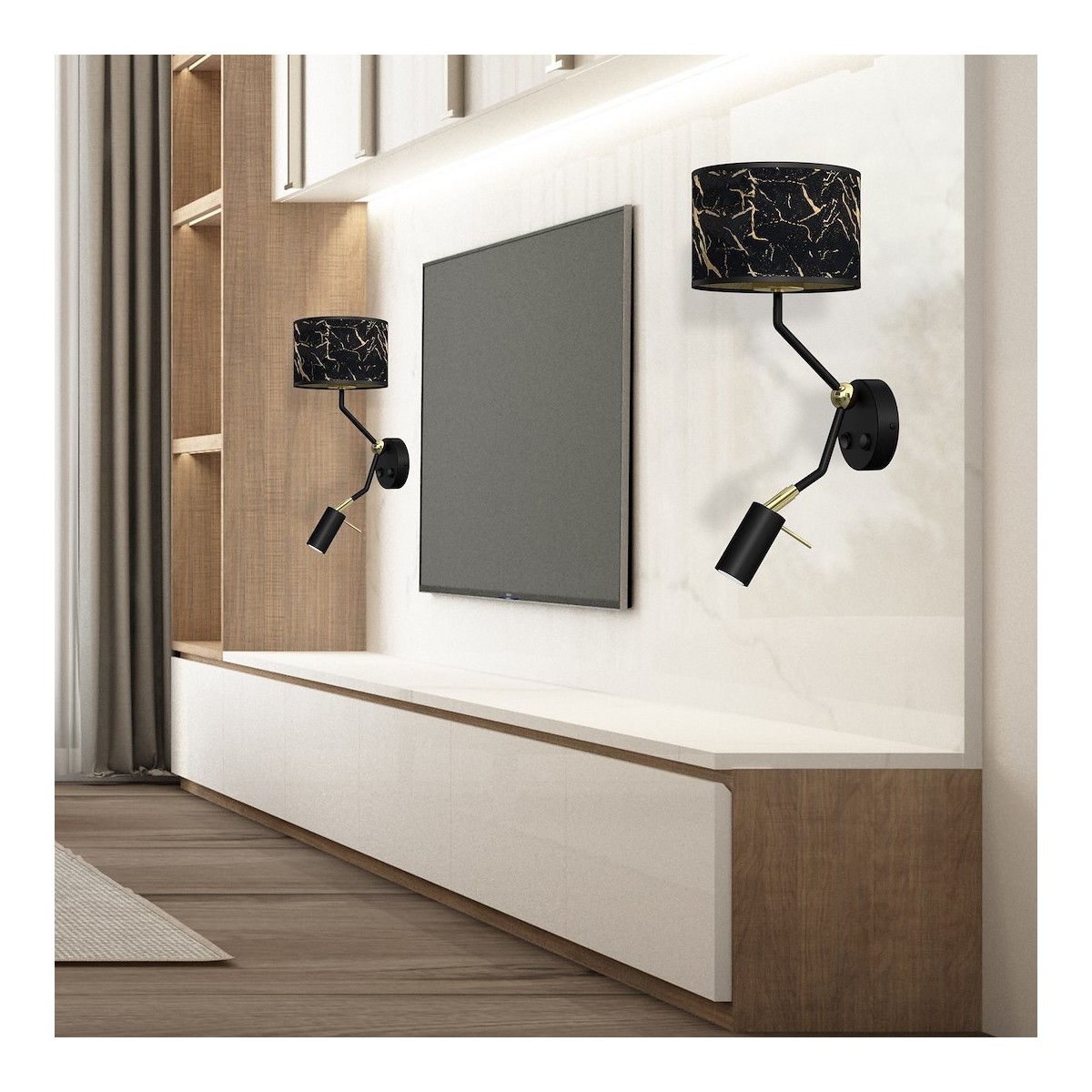 MiLagro Kinkiet SENSO Black/Gold 1xE27 + 1x mini GU10 MLP7291