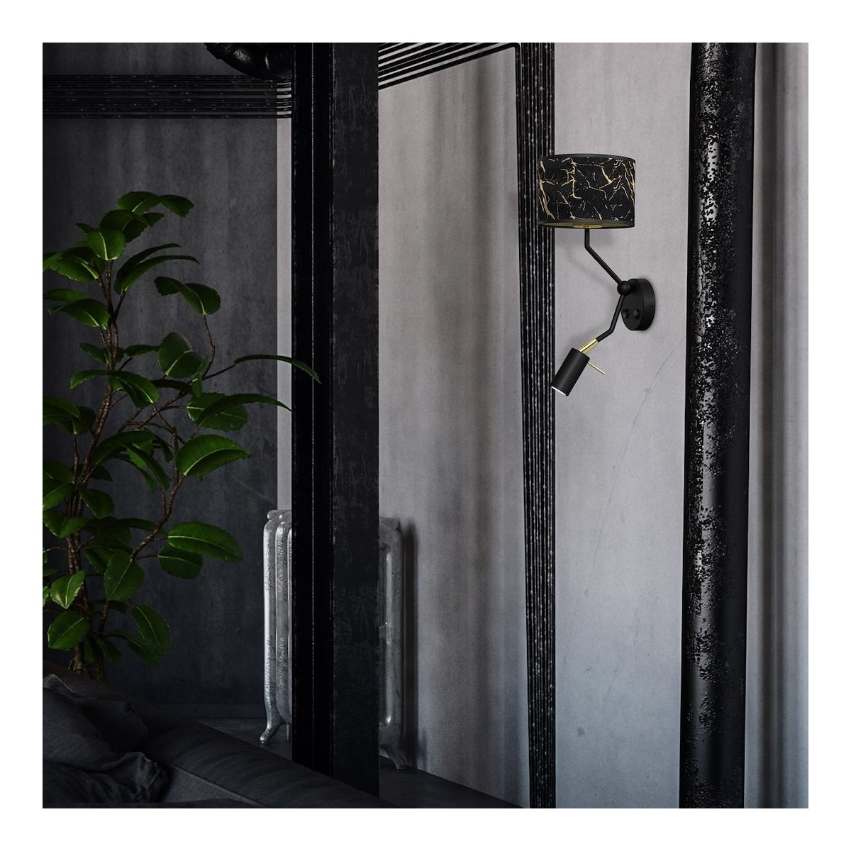 MiLagro Kinkiet SENSO Black/Gold 1xE27 + 1x mini GU10 MLP7291