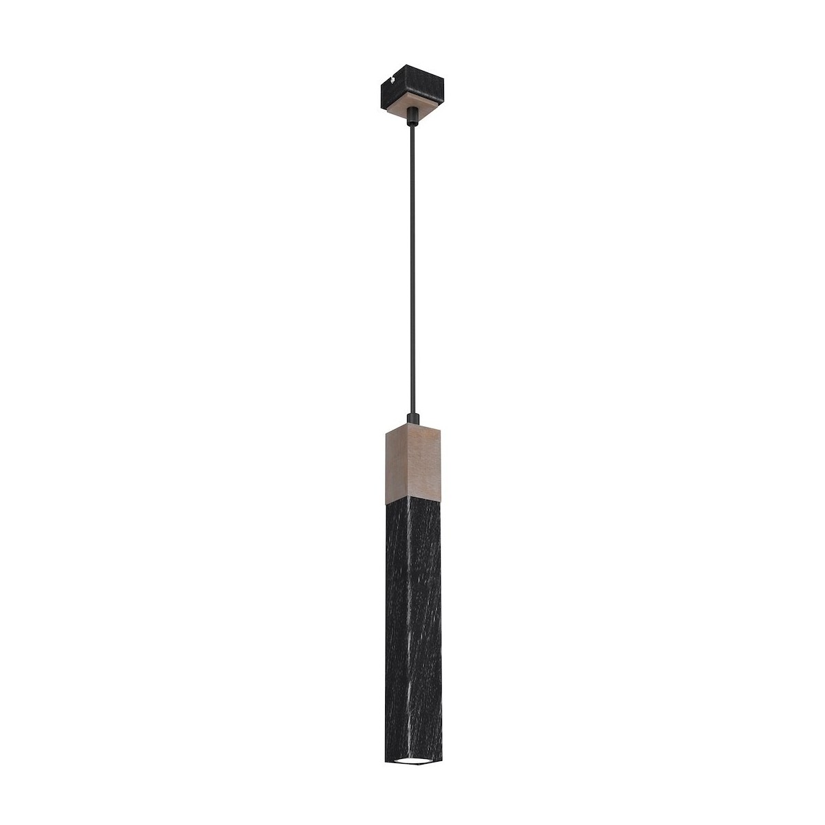 MiLagro Lampa wisząca SOLO SAWN BLACK / PATINATED WOOD 1x mini GU10 MLP7469