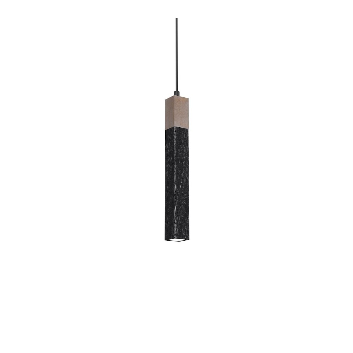 MiLagro Lampa wisząca SOLO SAWN BLACK / PATINATED WOOD 1x mini GU10 MLP7469