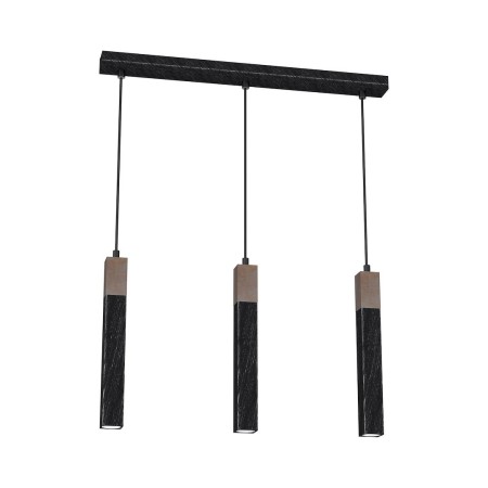 MiLagro Lampa wisząca SOLO SAWN BLACK / PATINATED WOOD 3x mini GU10 MLP7470