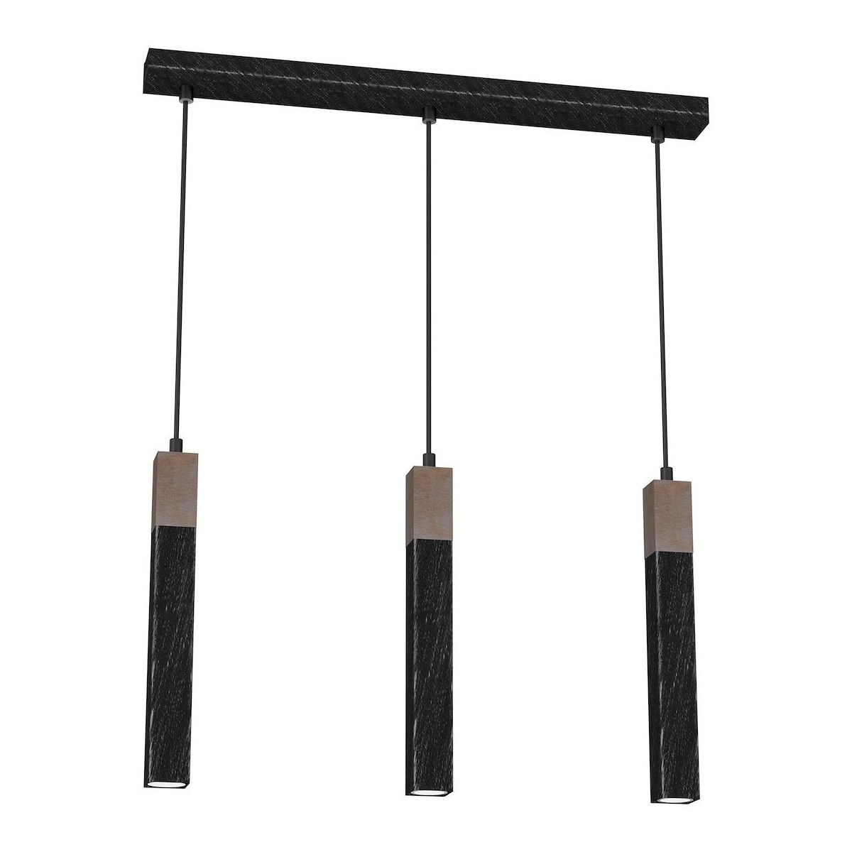 MiLagro Lampa wisząca SOLO SAWN BLACK / PATINATED WOOD 3x mini GU10 MLP7470