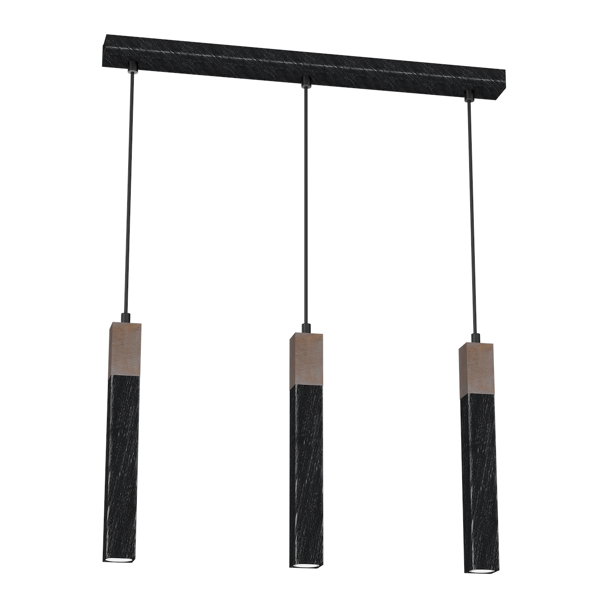 MiLagro Lampa wisząca SOLO SAWN BLACK / PATINATED WOOD 3x mini GU10 MLP7470