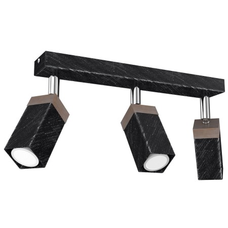 MiLagro Lampa sufitowa SOLO SAWN BLACK / PATINATED WOOD 3x mini GU10 MLP7473