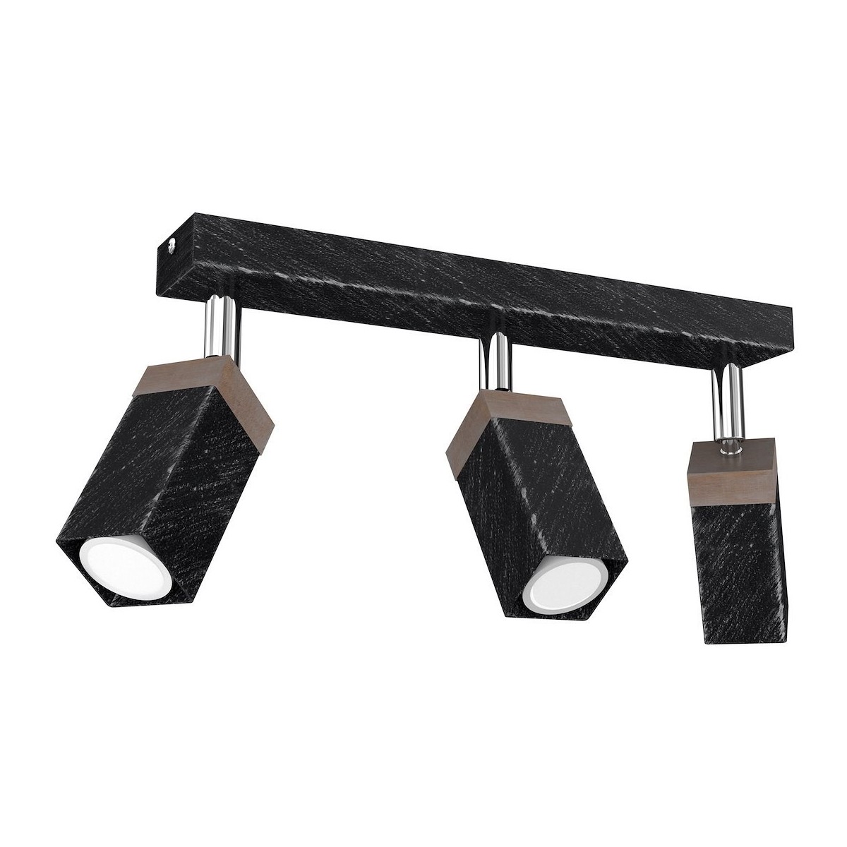 MiLagro Lampa sufitowa SOLO SAWN BLACK / PATINATED WOOD 3x mini GU10 MLP7473