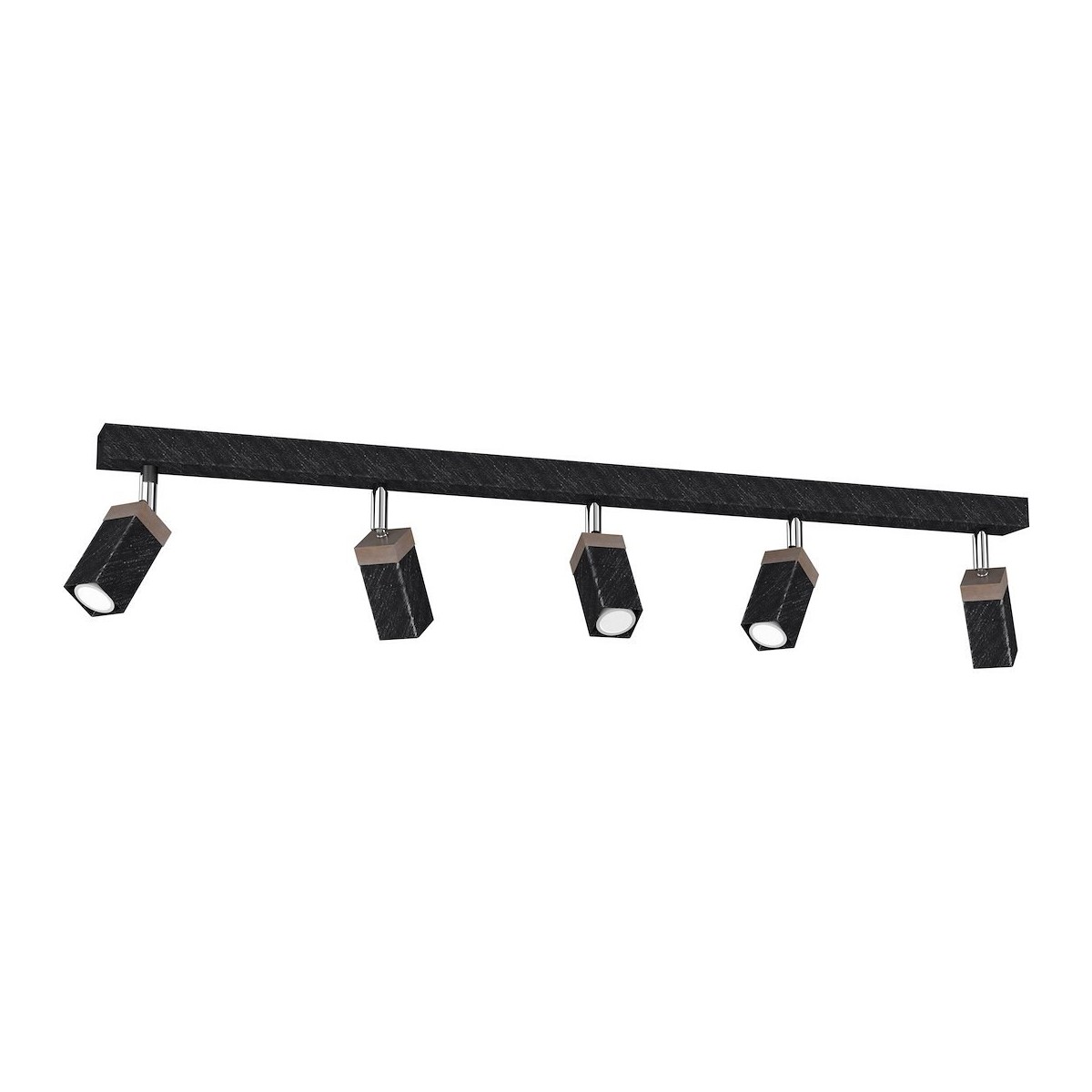 MiLagro Lampa sufitowa SOLO SAWN BLACK / PATINATED WOOD 5x mini GU10 MLP7474