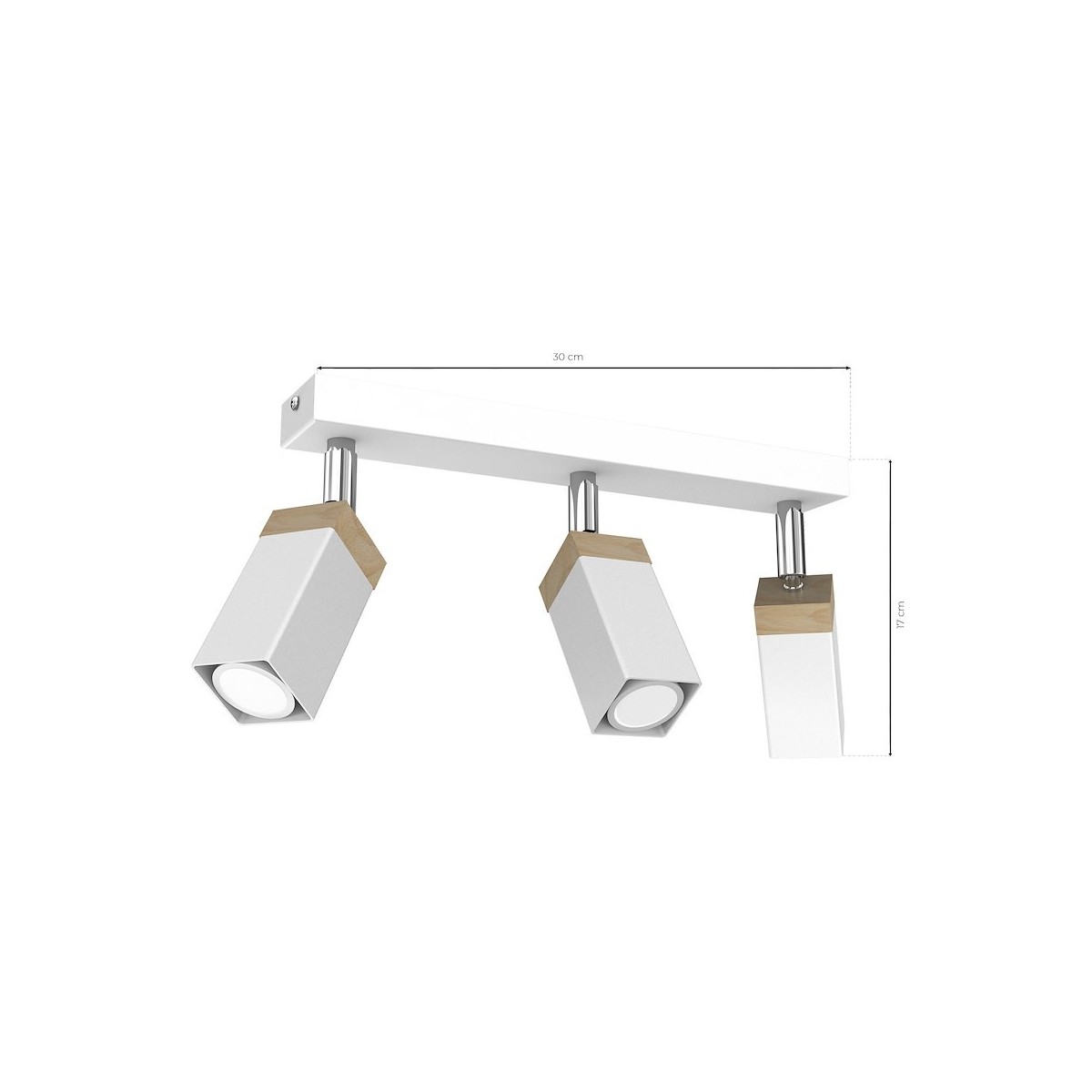 MiLagro Lampa sufitowa Solo Sawn WHITE / PATINATED WOOD 3x mini GU10 MLP7479