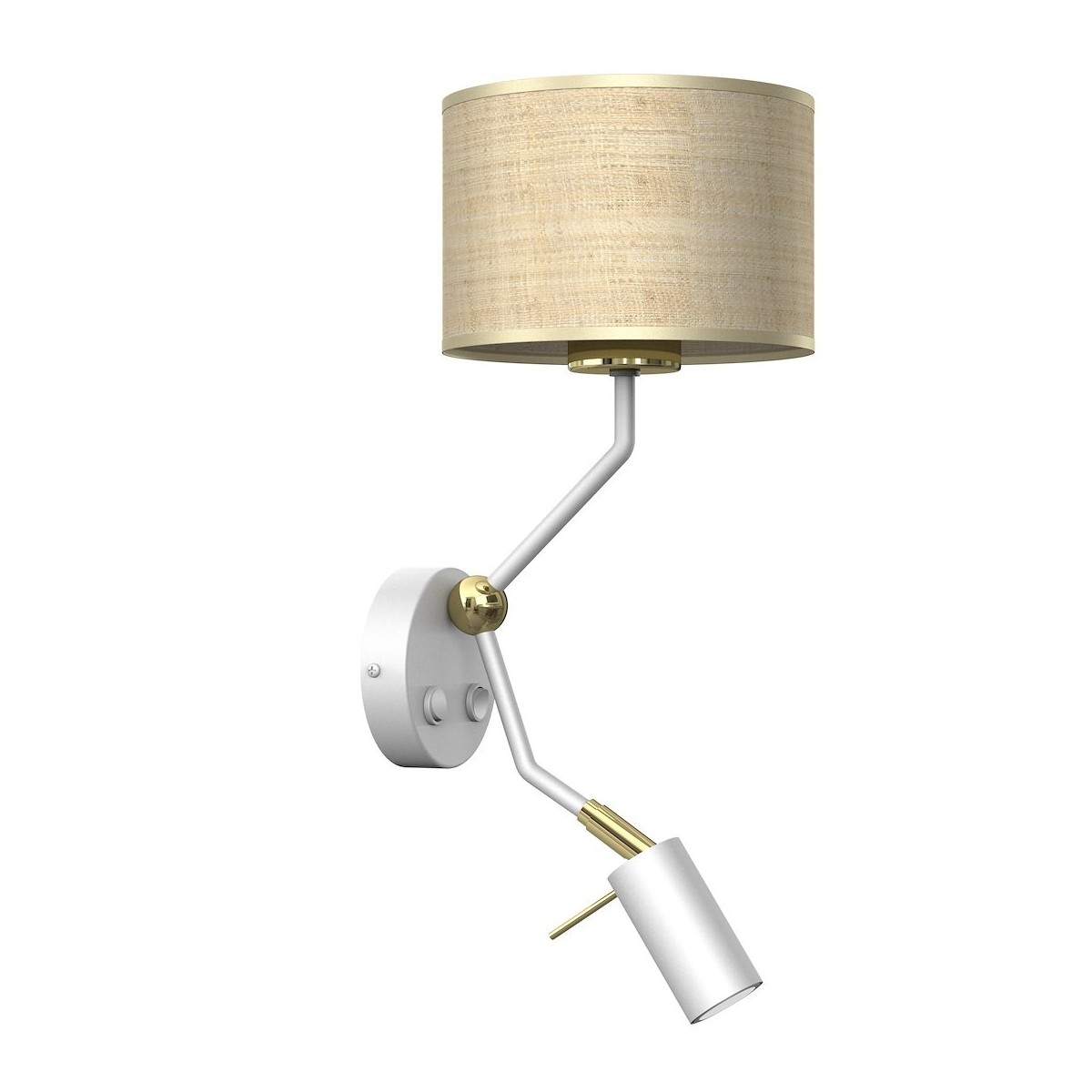 MiLagro Kinkiet Marshall 1xE27 + 1x mini GU10 Biały / Rattan MLP7483