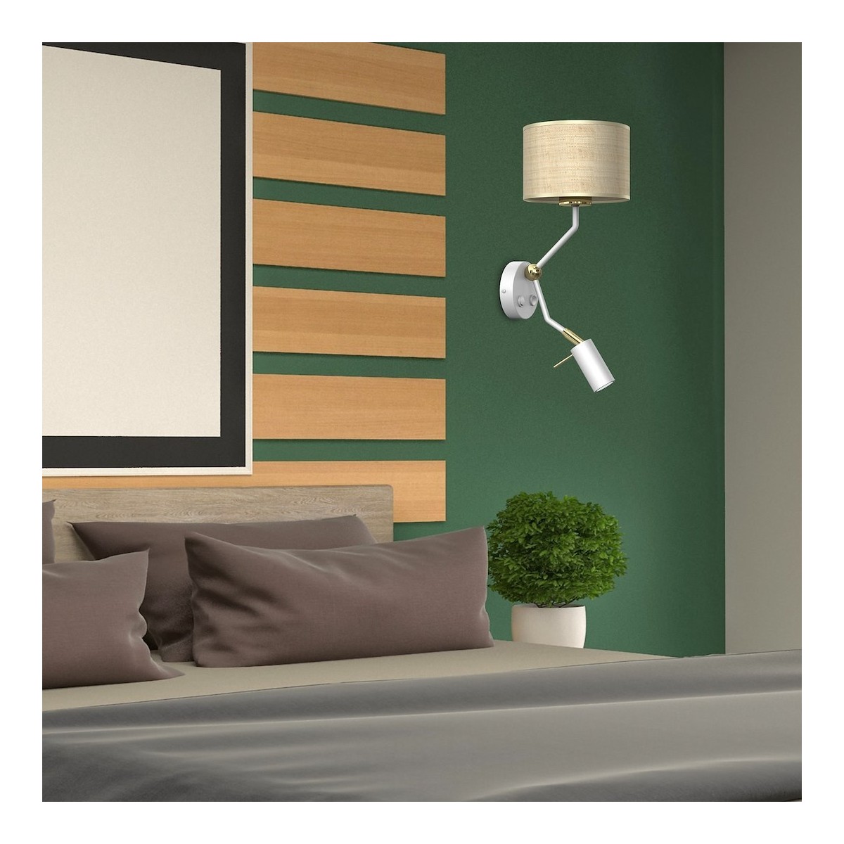 MiLagro Kinkiet Marshall 1xE27 + 1x mini GU10 Biały / Rattan MLP7483